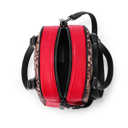 Red Leopard Vegan Pony Hair Bowling Bag