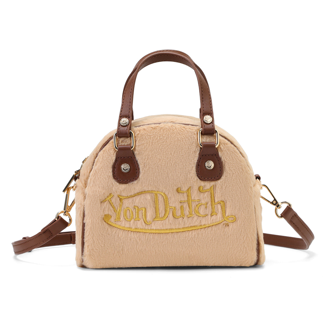Tan Furry Bowling Bag — image 1