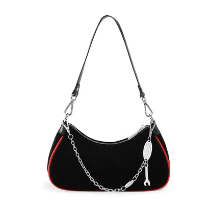 Black & Red Rhinestone Shoulder Bag