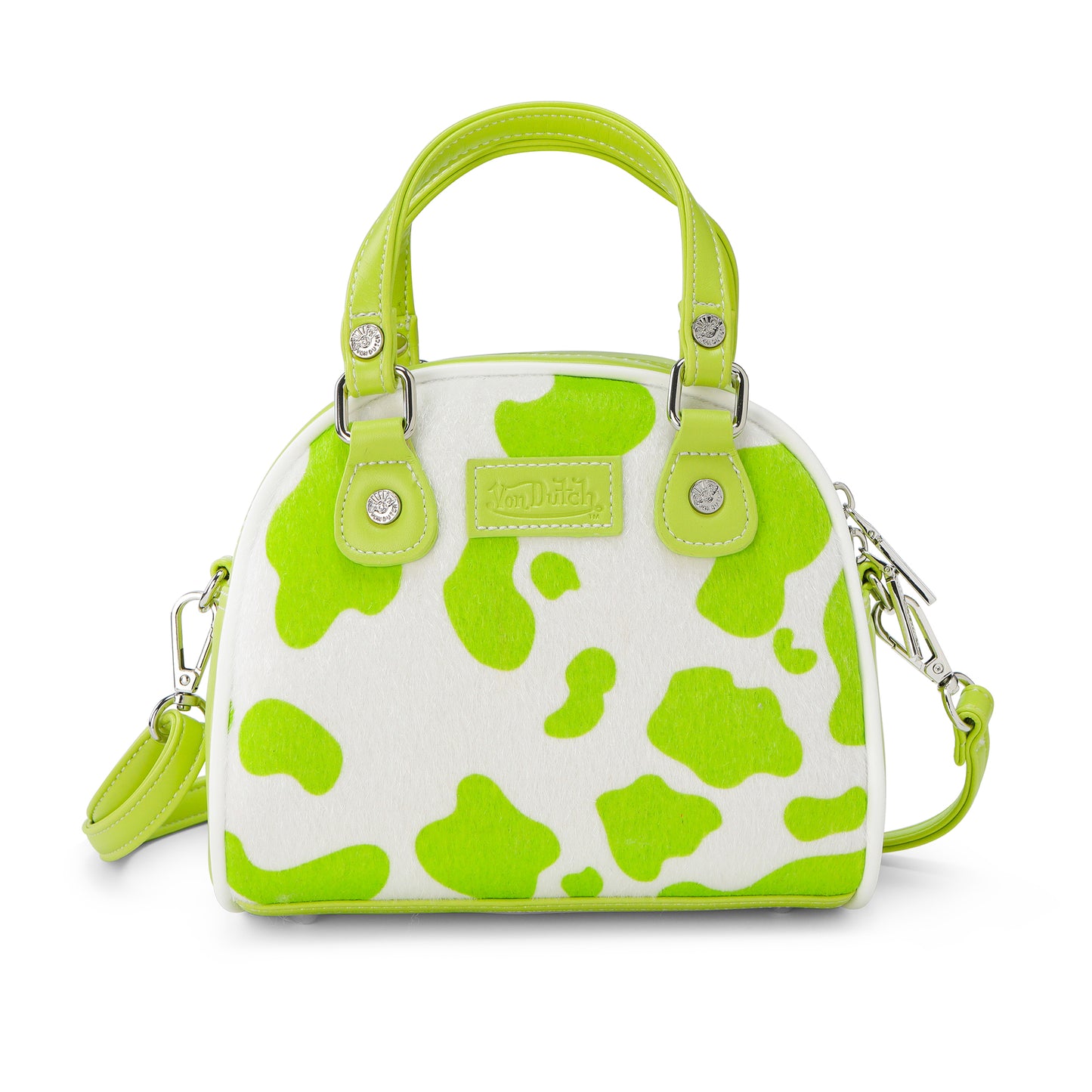Von Dutch Lime Green Cow Print Bowling Bag