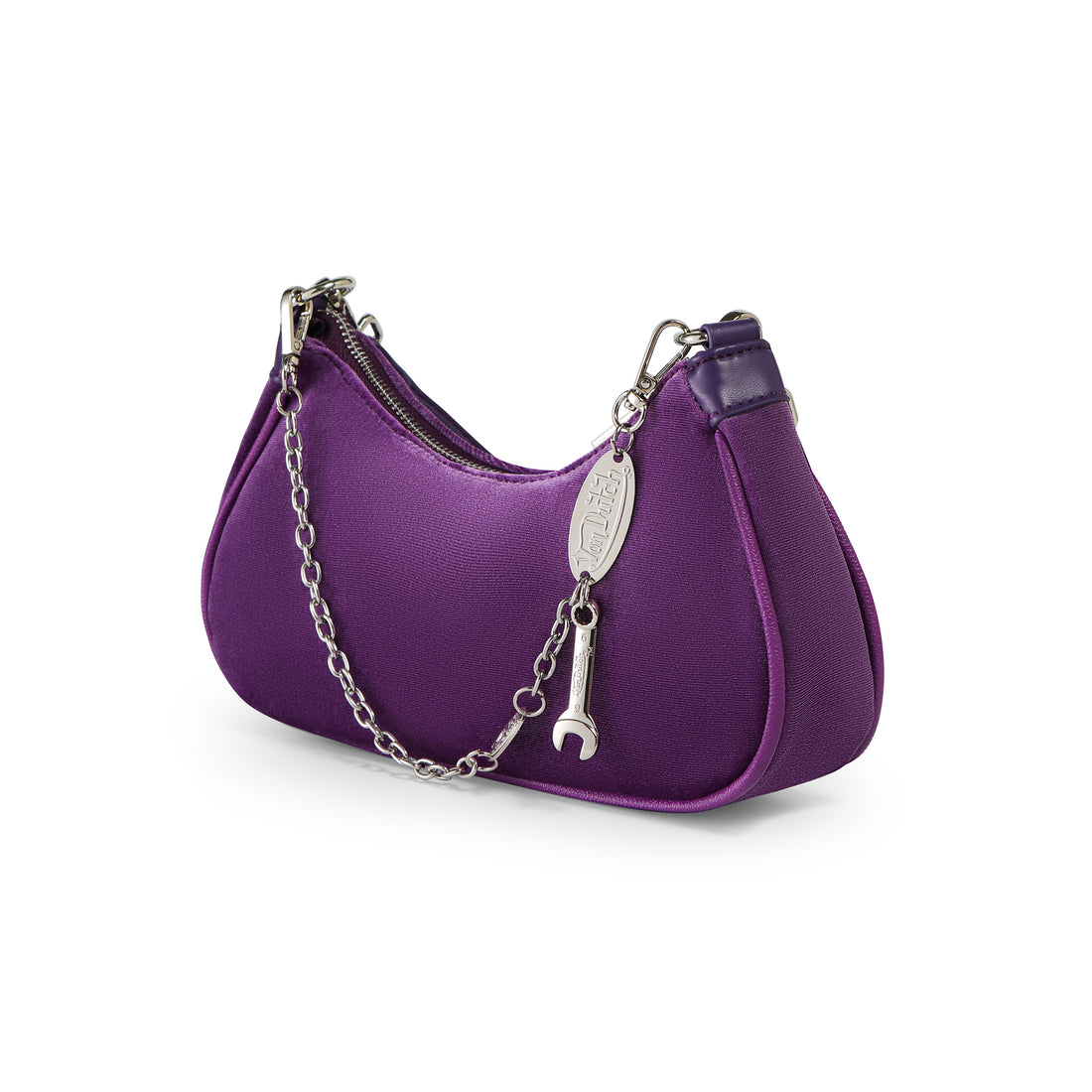 Von Dutch Purple Rhinestone Velvet Shoulder Bag — image 5