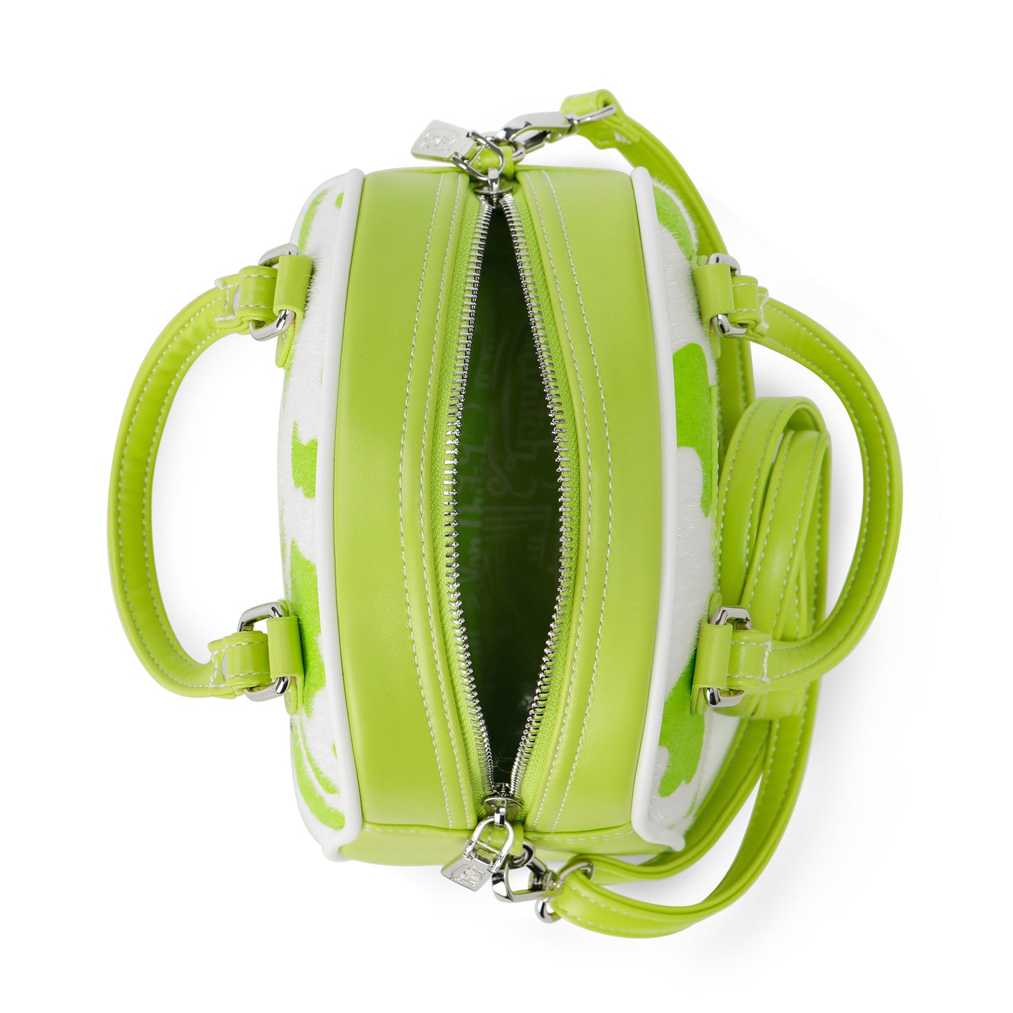 Von Dutch Lime Green Cow Print Bowling Bag