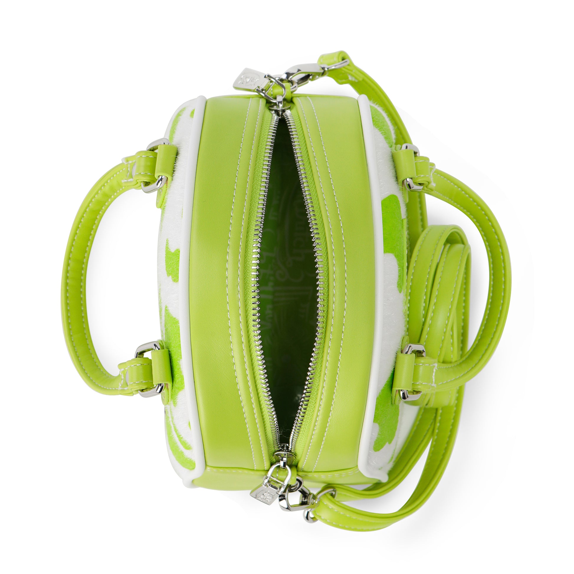 Von Dutch Lime Green Cow Print Bowling Bag