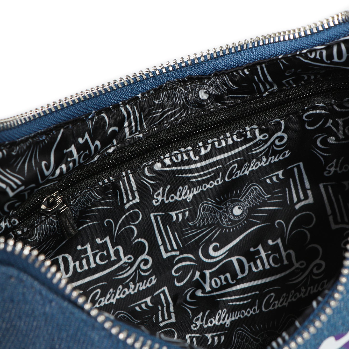 Orange & Purple Multi-Logo Denim Shoulder Bag