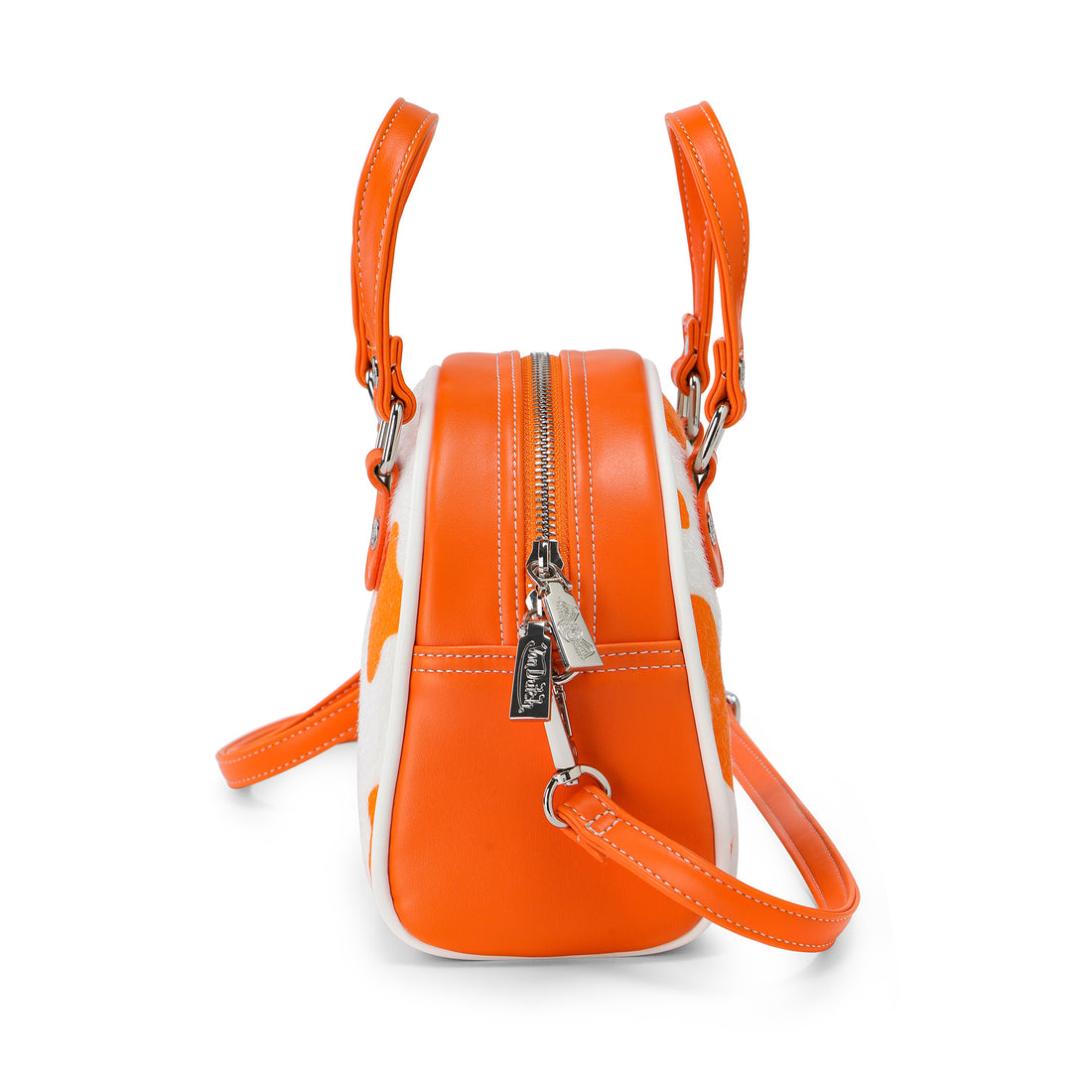 Orange Cow Print Vegan Pony Hair Bowling Bag
