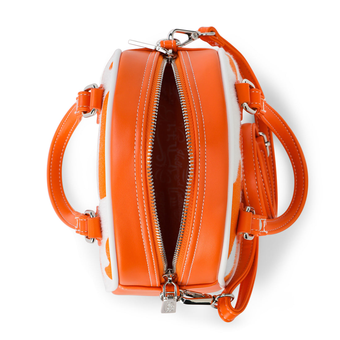 Orange Cow Print Vegan Pony Hair Bowling Bag