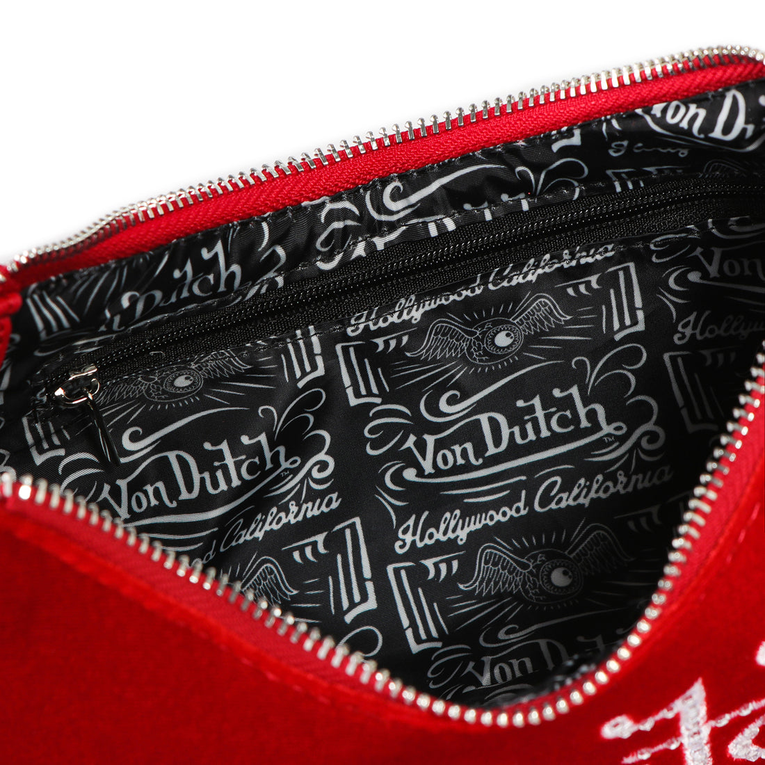 Red & White Rhinestone Velvet Shoulder Bag — image 6