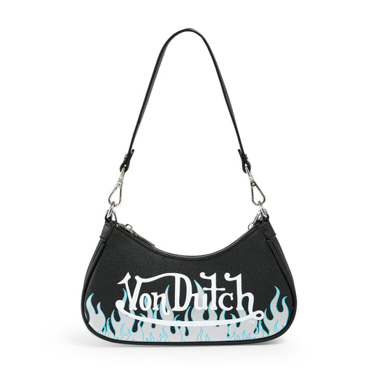 Black Silver Flames Shoulder Bag
