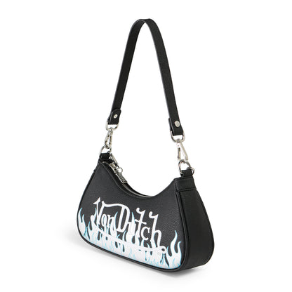 Black Silver Flames Shoulder Bag