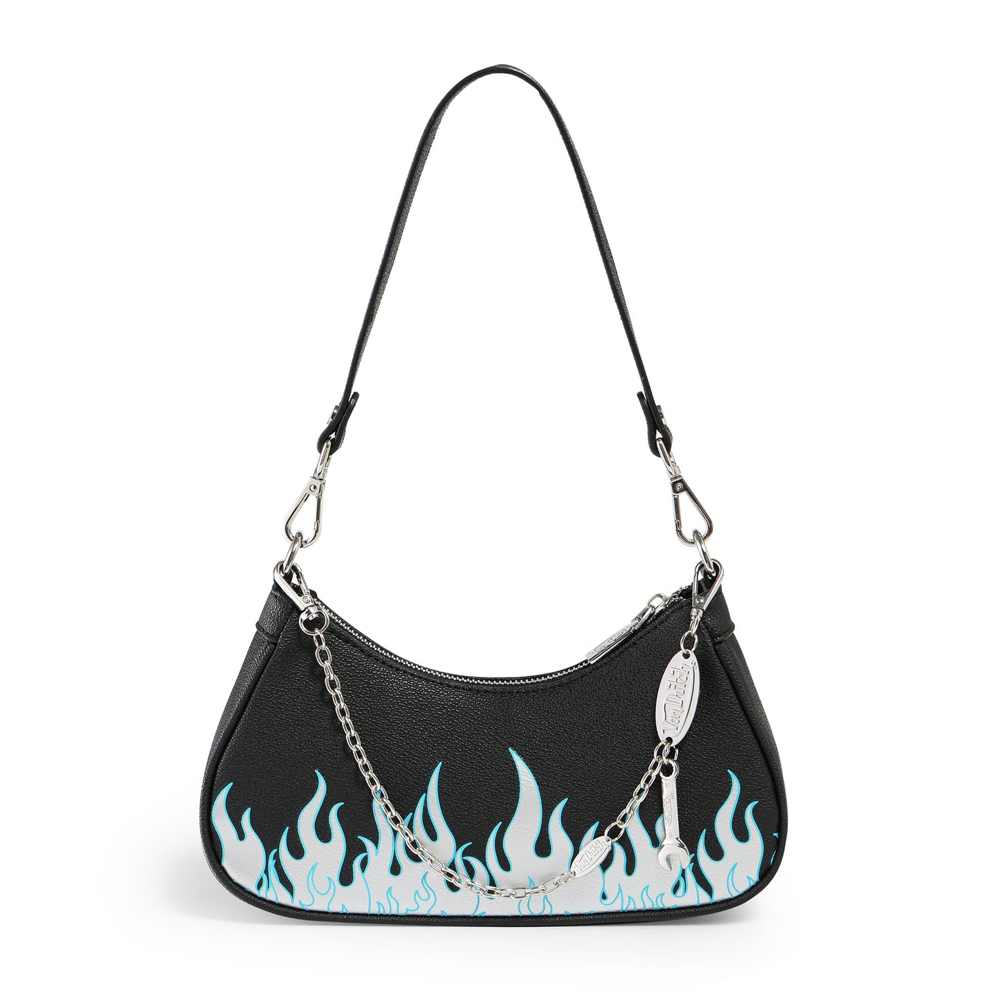 Black Silver Flames Shoulder Bag