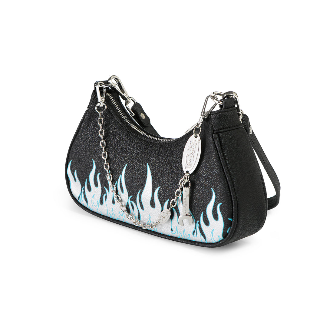Black Silver Flames Shoulder Bag — image 5