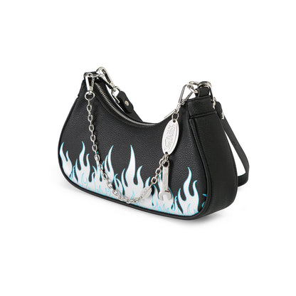 Black Silver Flames Shoulder Bag