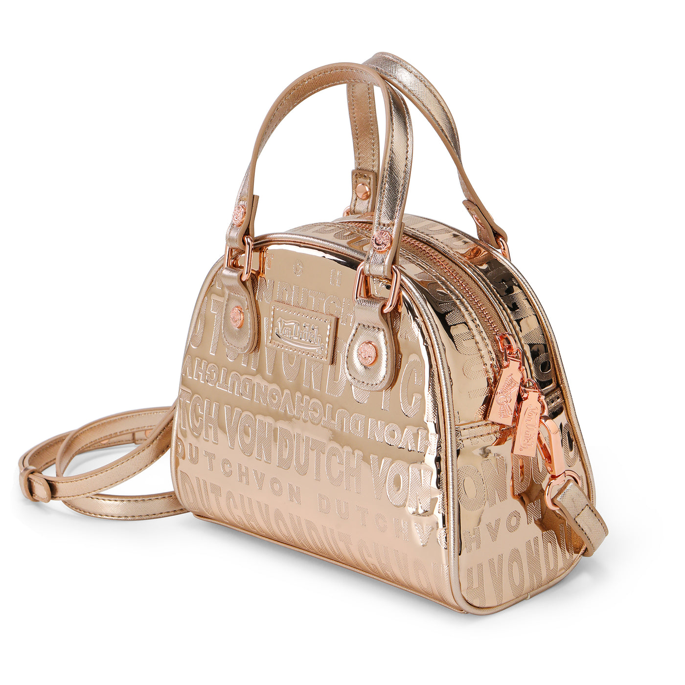 Von Dutch Rose Gold Reflective Bowling Bag