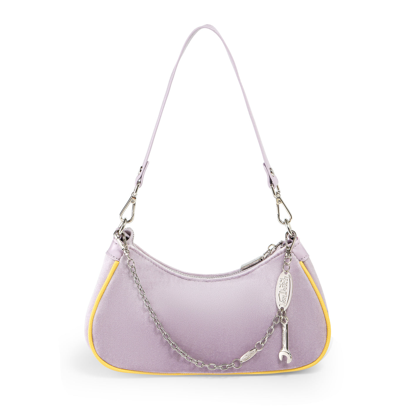 Von Dutch Purple & Gold Rhinestone Velvet Shoulder Bag