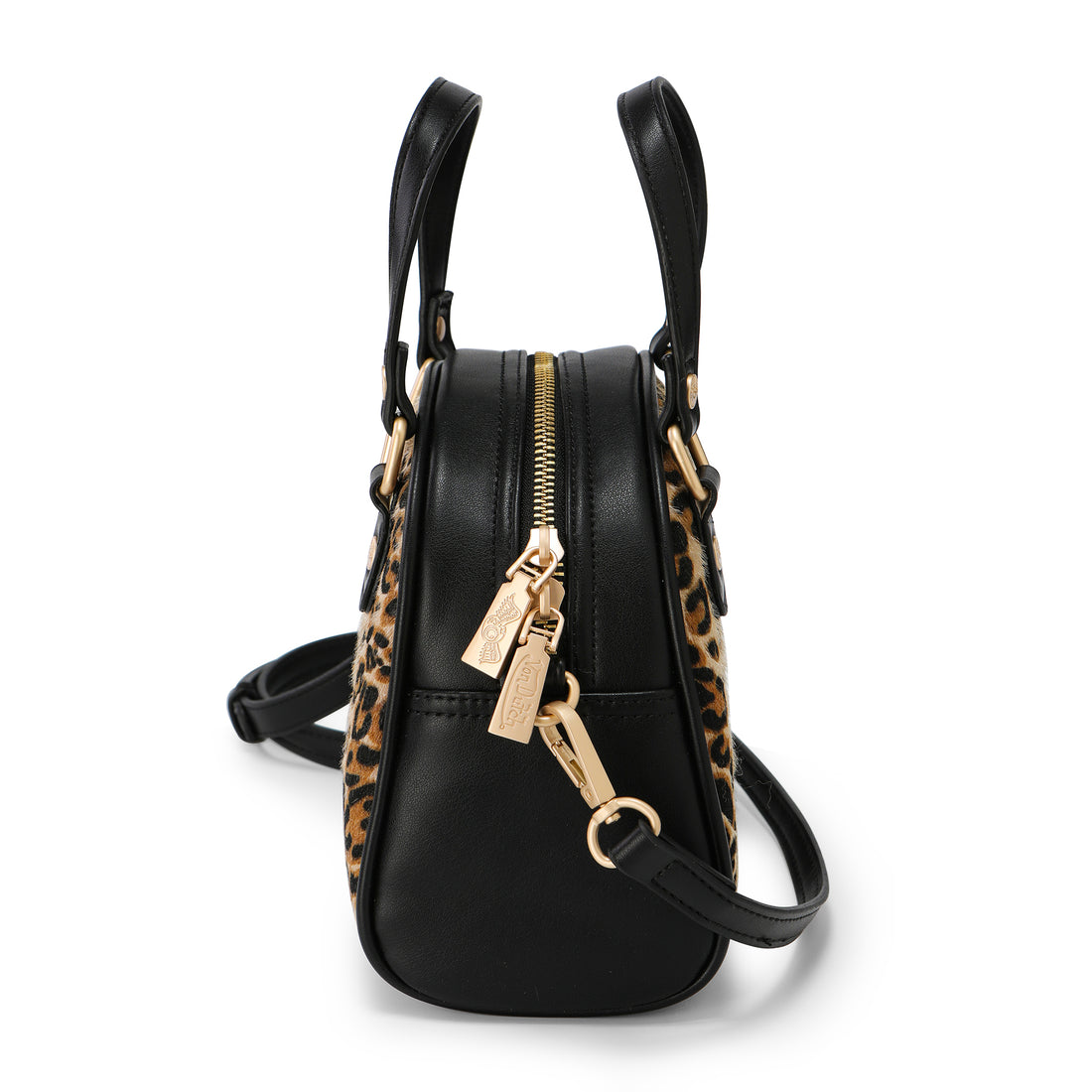 Von Dutch Leopard Vegan Pony Hair Bowling Bag