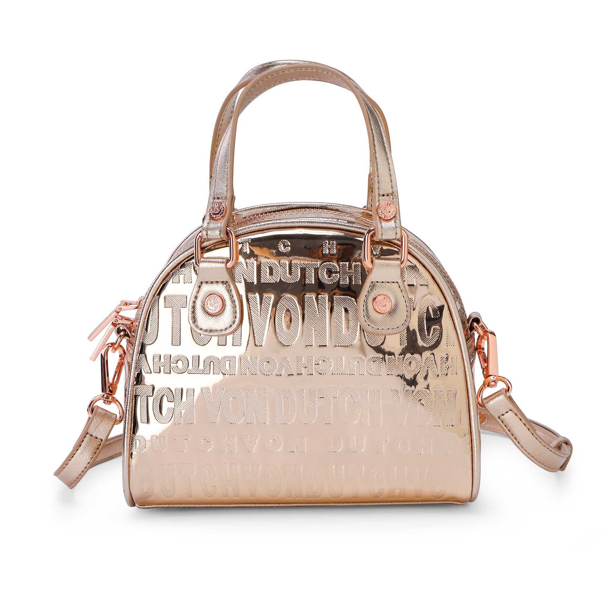 Von Dutch Rose Gold Reflective Bowling Bag