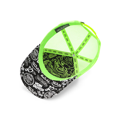 Logo Stamp Trucker Hat - Black and Green