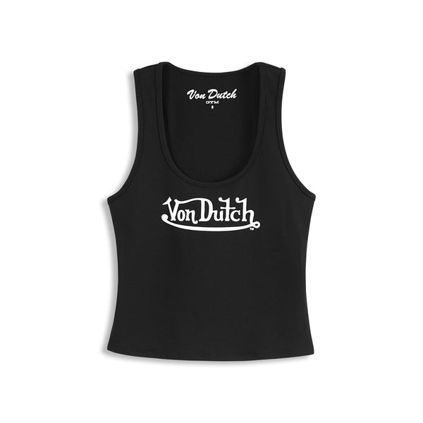 Women's Active Tank Tops - Black w/ White Script