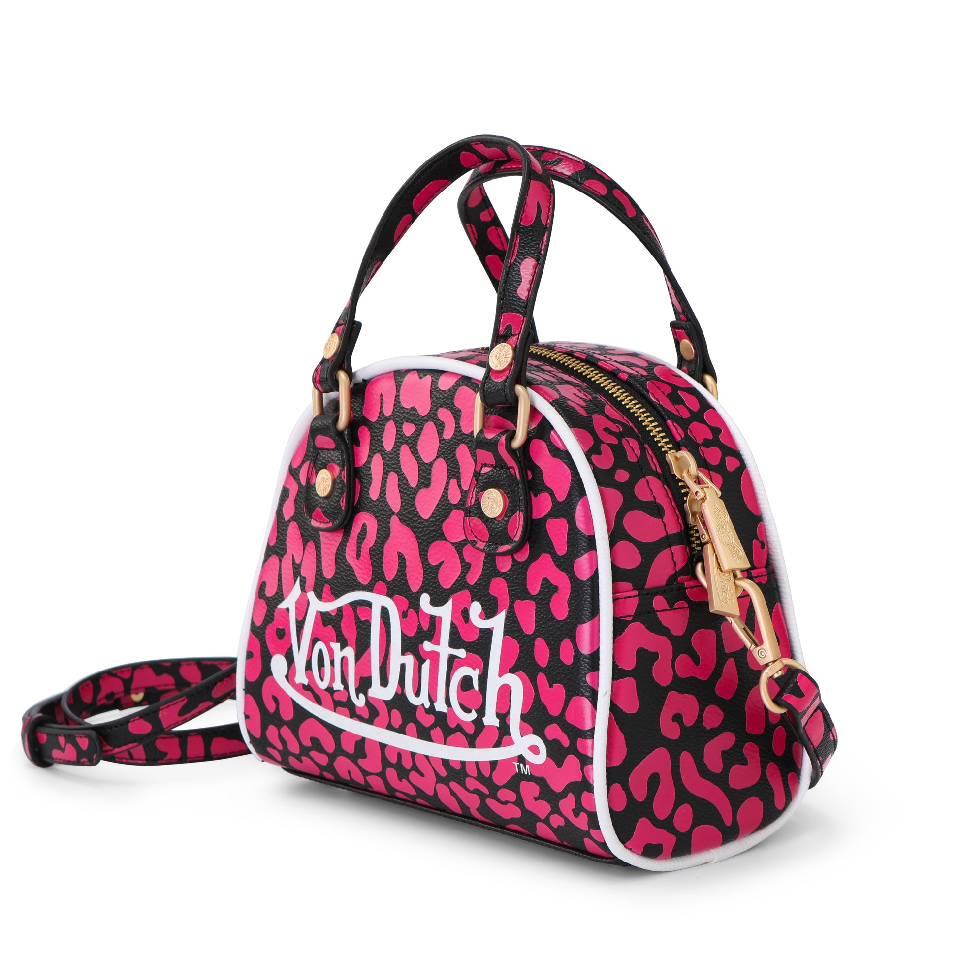 Von Dutch Hot‑Pink Cheetah Bowling Bag