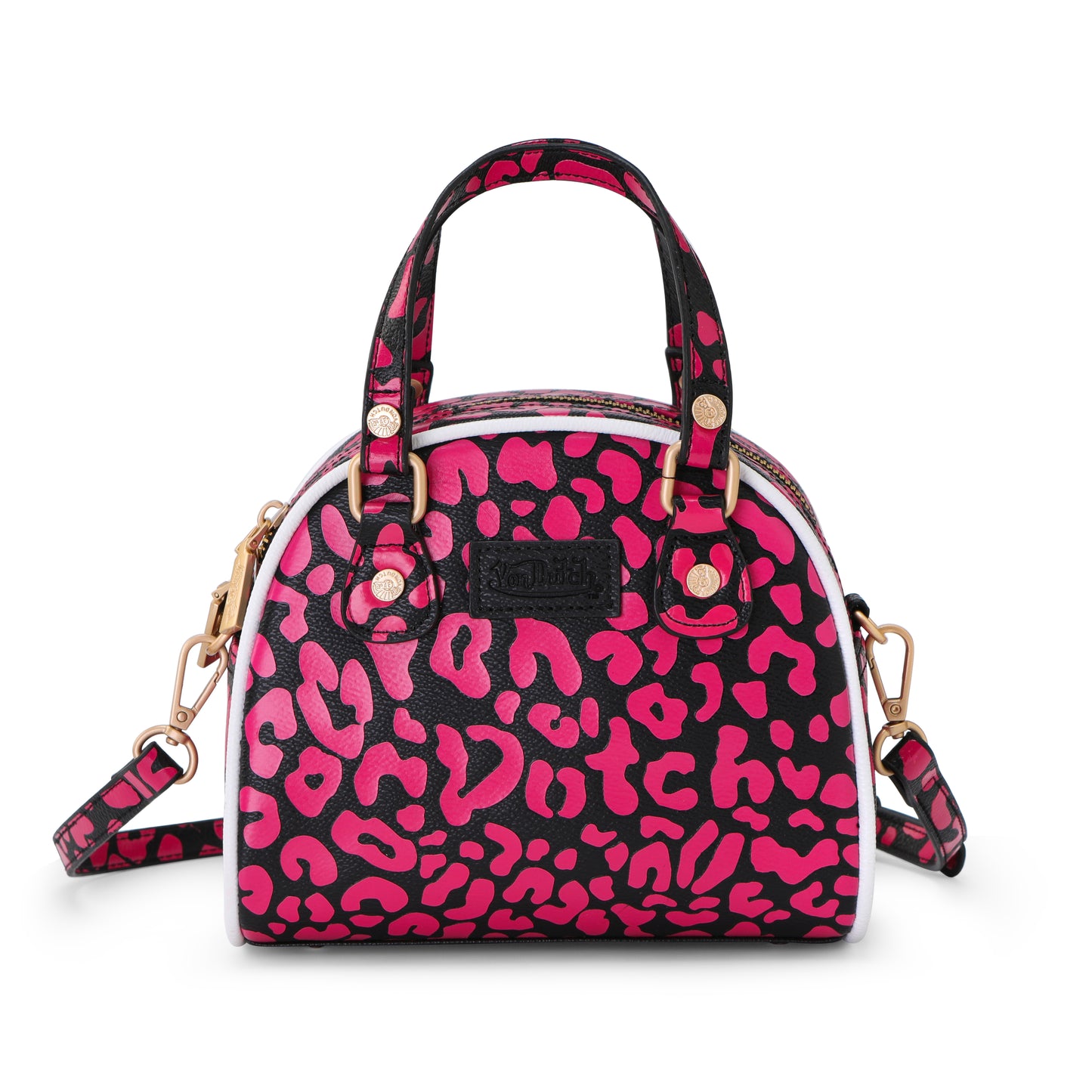 Von Dutch Hot‑Pink Cheetah Bowling Bag