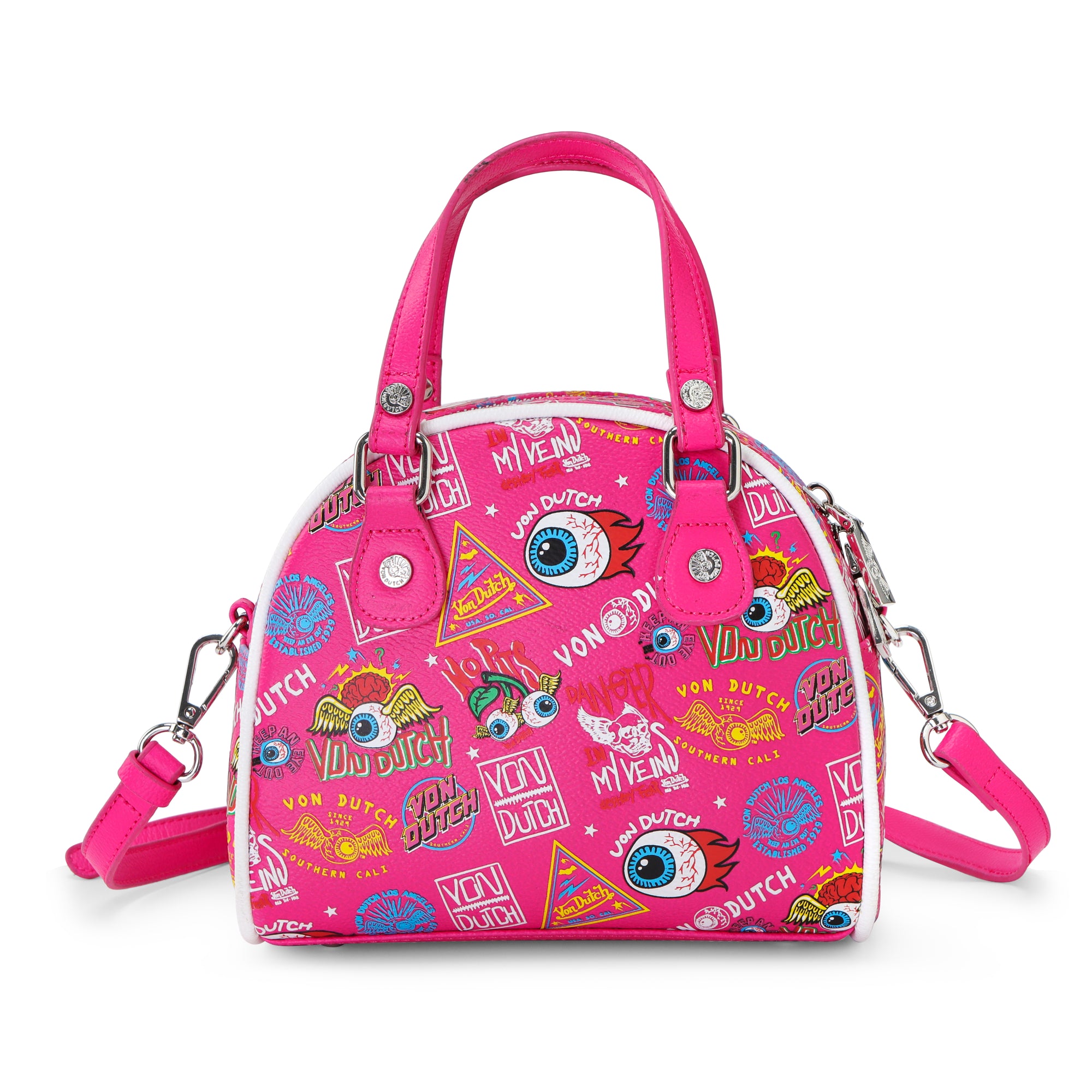 Von Dutch Hot Pink Jax Bowling Bag