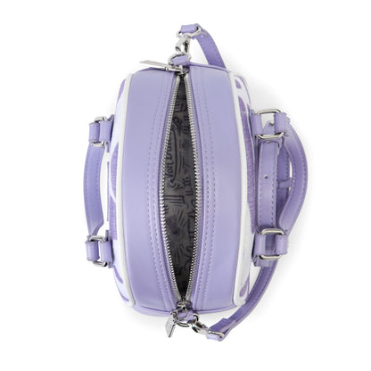 Purple & White Cow Print Vegan Pony Hair Bowling Bag