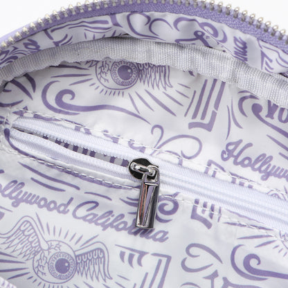 Purple & White Cow Print Vegan Pony Hair Bowling Bag