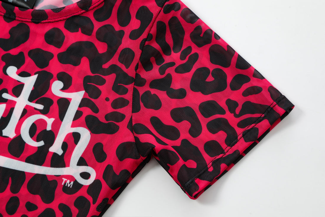 MESH COVER UP DRESS - PINK CHEETAH