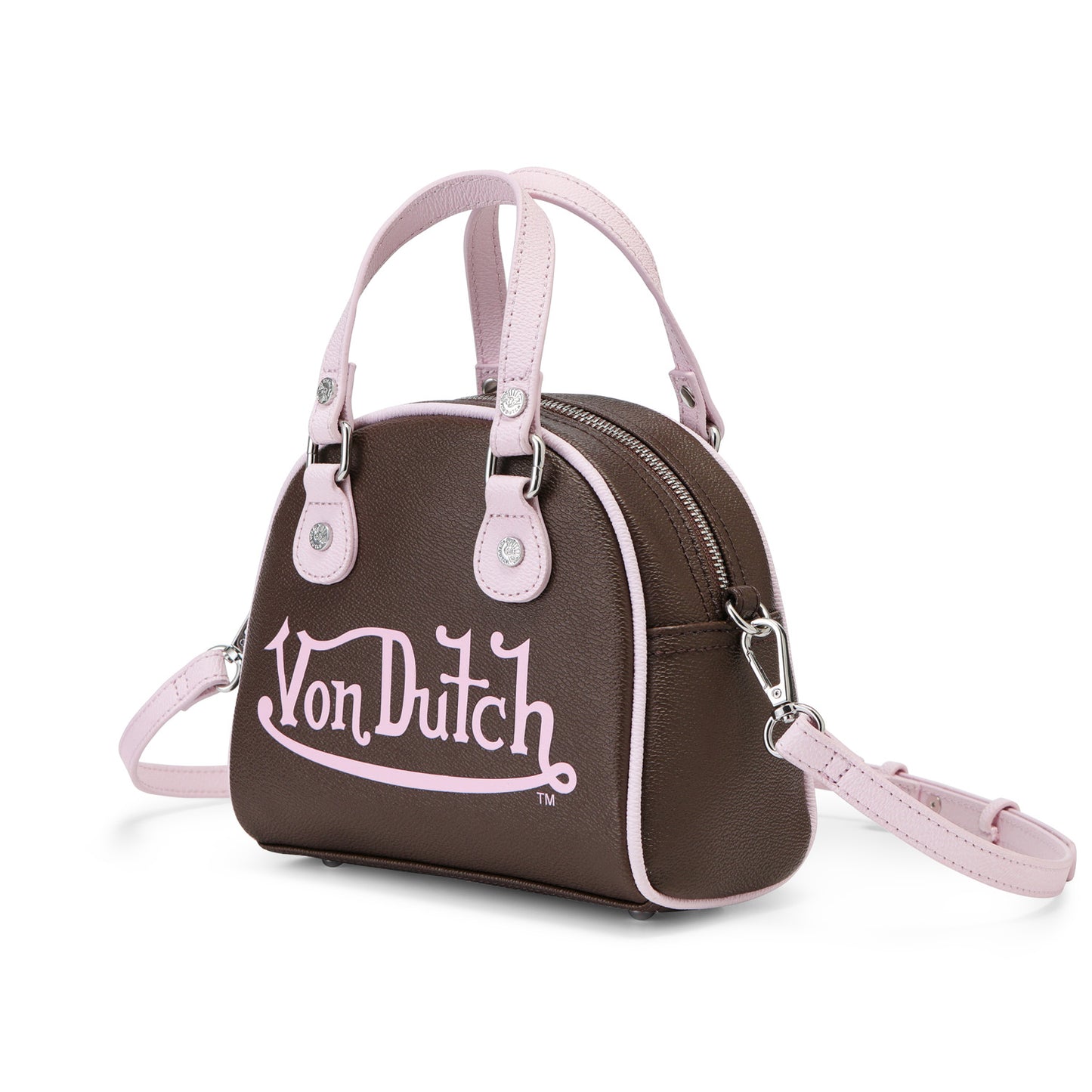 Brown & Pink Two-Tone Bowling Bag