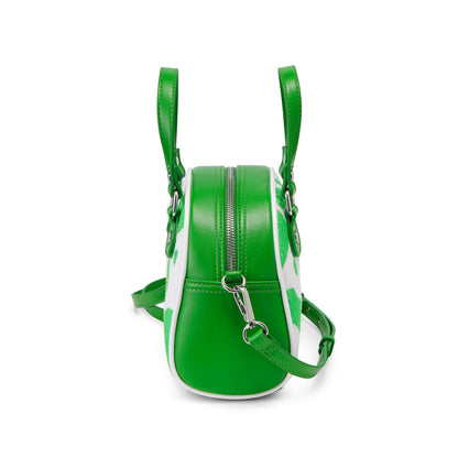 Green & White Cow Print Vegan Pony Hair Bowling Bag