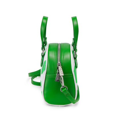 Green & White Cow Print Vegan Pony Hair Bowling Bag