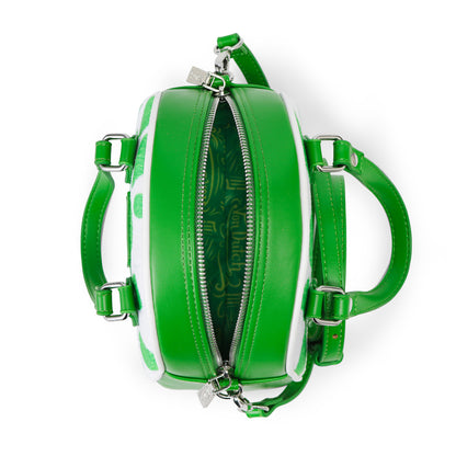 Green & White Cow Print Vegan Pony Hair Bowling Bag