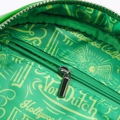 Green & White Cow Print Vegan Pony Hair Bowling Bag