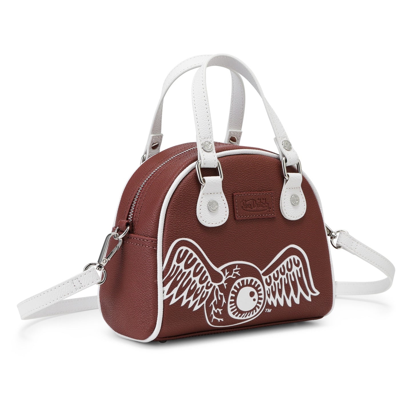 Burgundy & White Two-Tone Bowling Bag