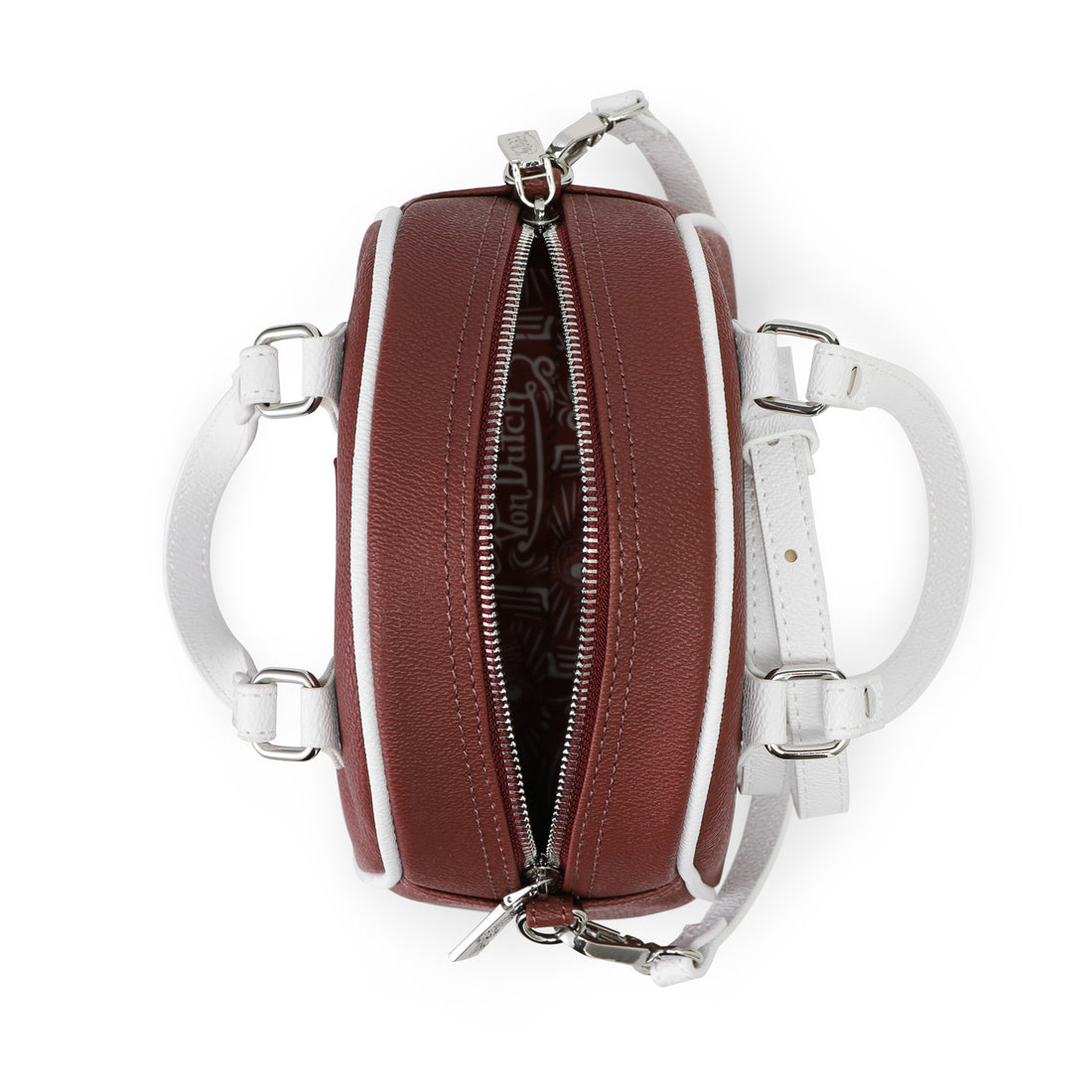 Burgundy & White Two-Tone Bowling Bag