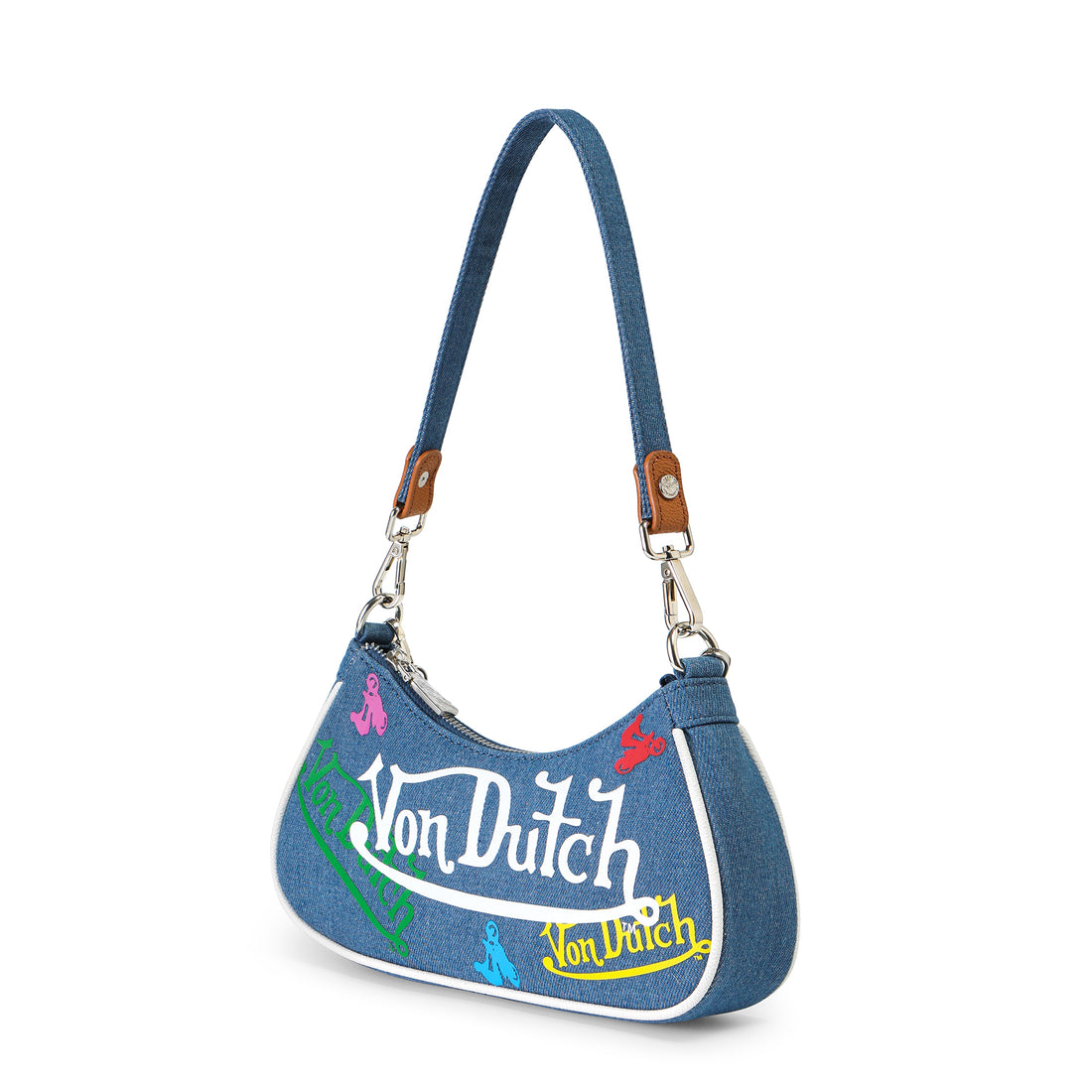 Green & Yellow Multi-Logo Denim Shoulder Bag — image 4