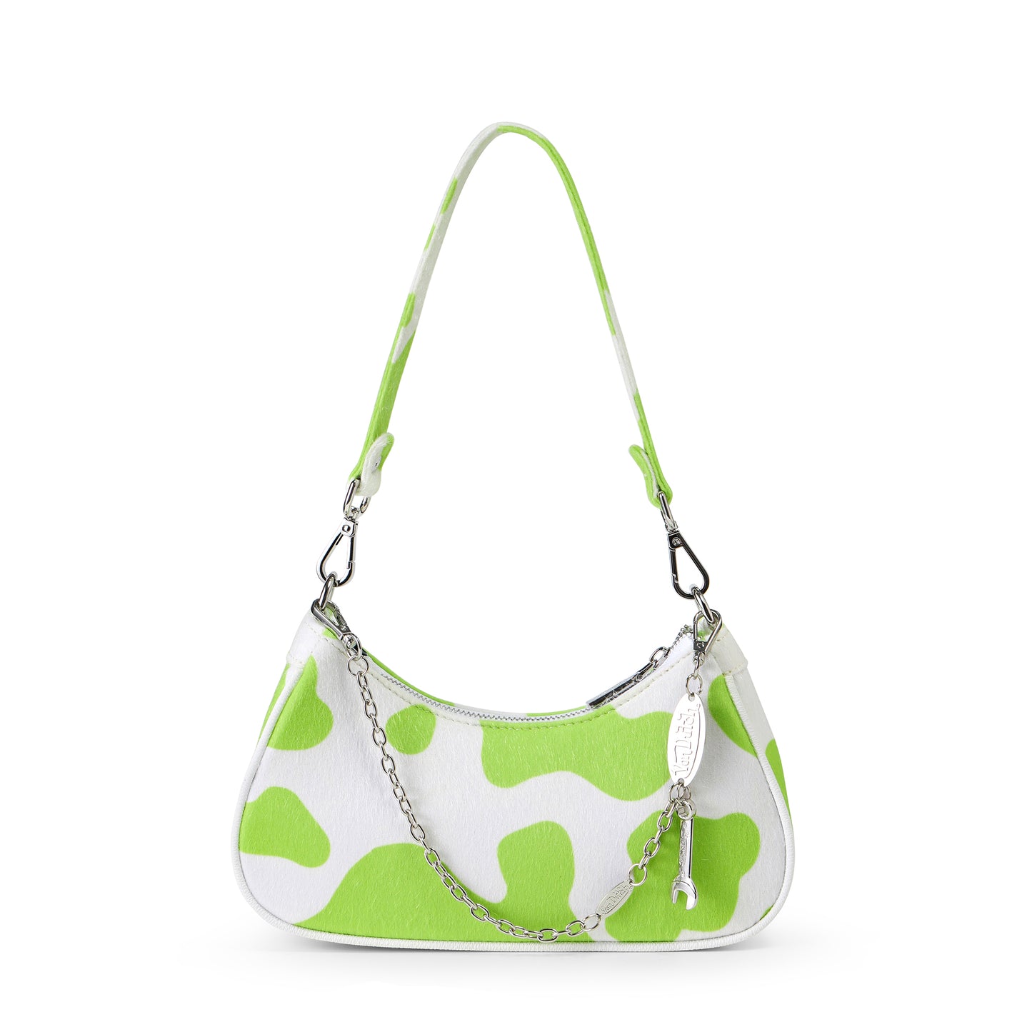 Vegan Pony Hair Lime Cow Print Shoulder Bag