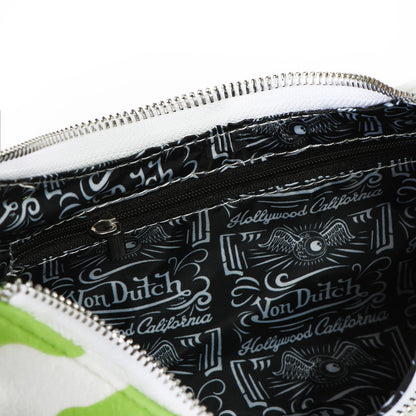 Vegan Pony Hair Lime Cow Print Shoulder Bag