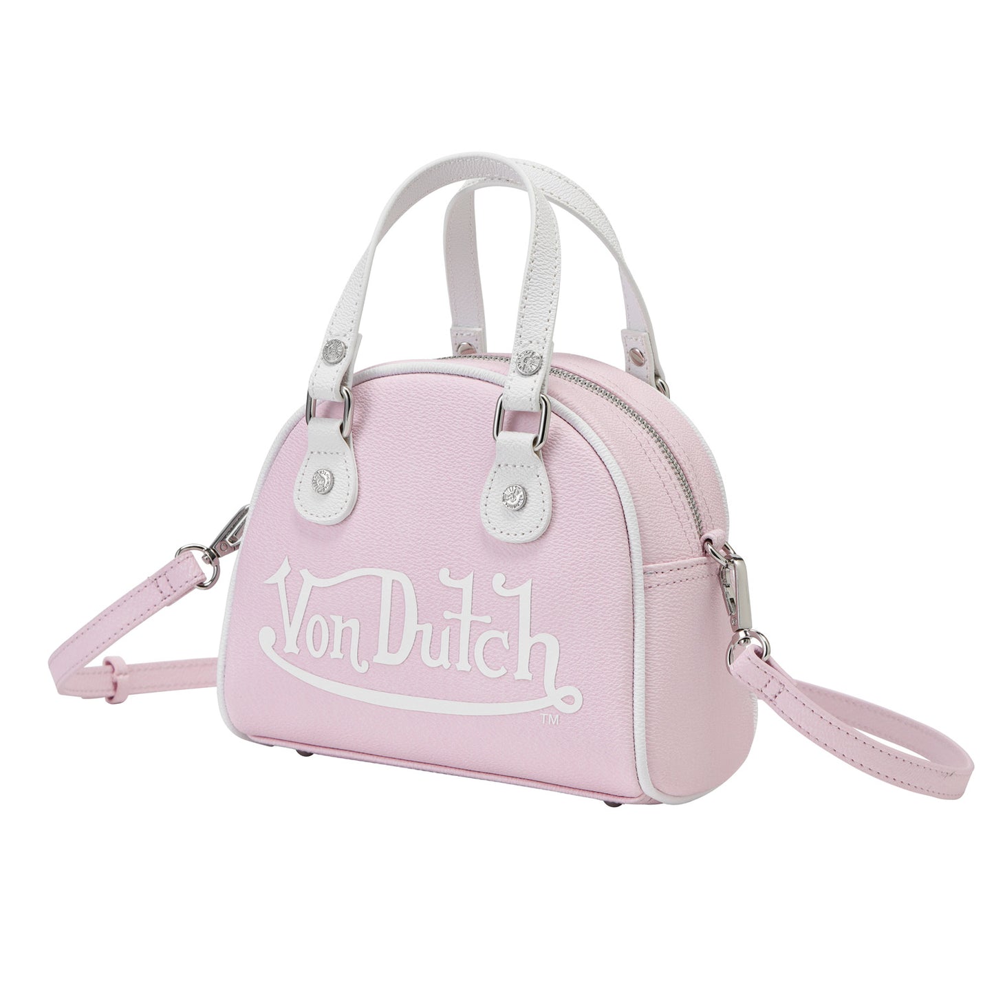 Light Pink & White Two-Tone Bowling Bag