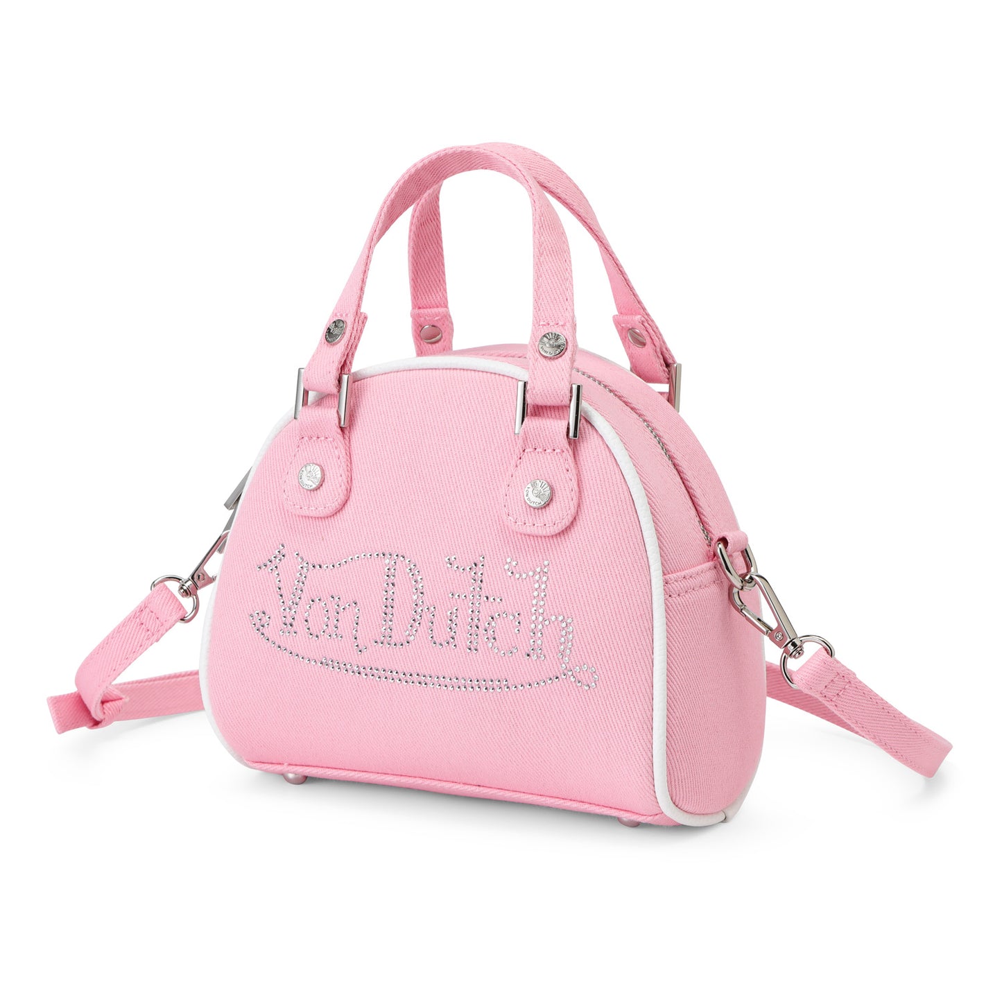 Rhinestone Bowling Bag - Pink Denim