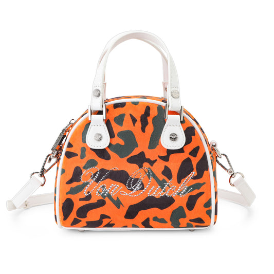 Velour Rhinestone Bowling Bag - Orange Camo
