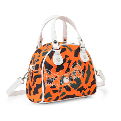 Velour Rhinestone Bowling Bag - Orange Camo