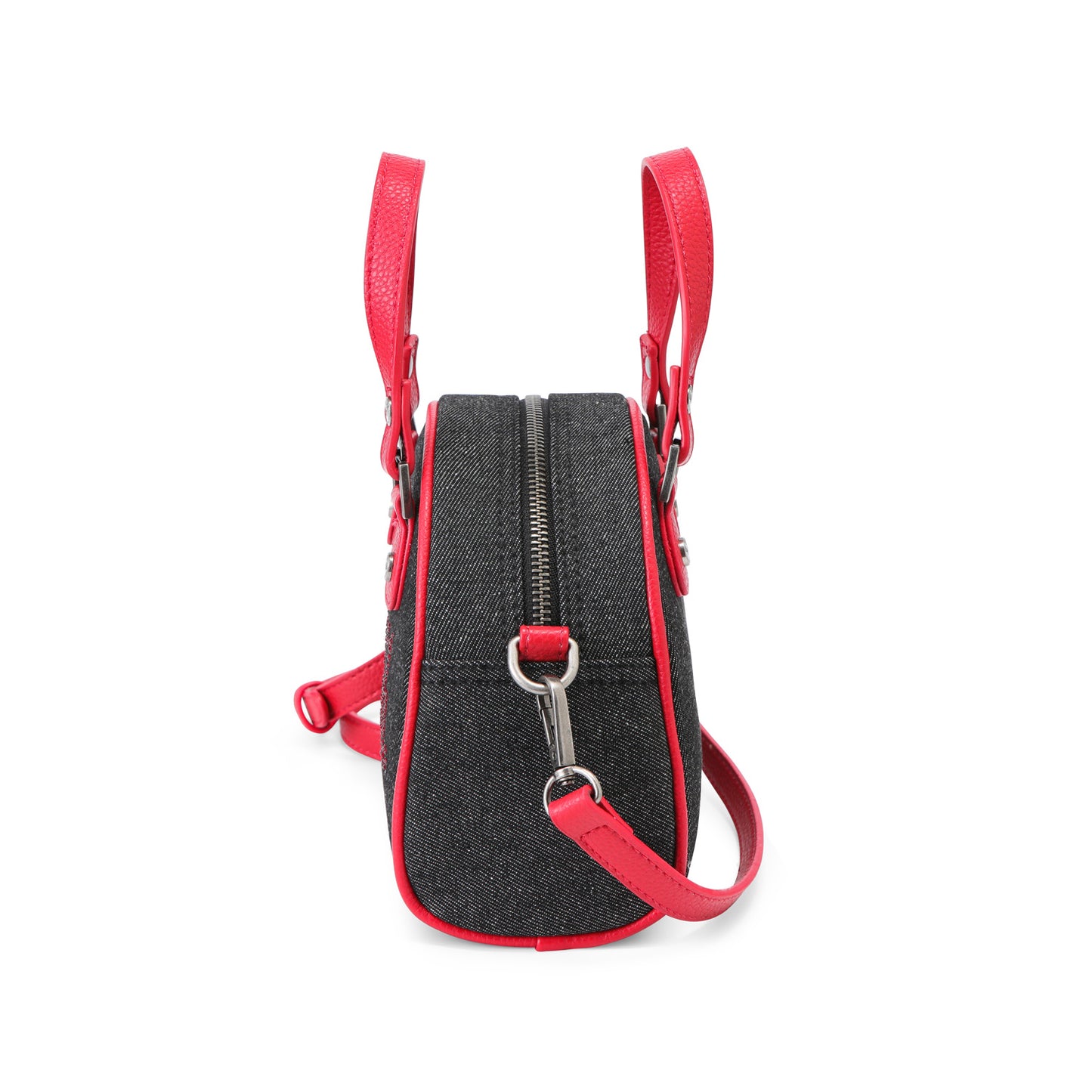 Rhinestone Bowling Bag - Black Denim