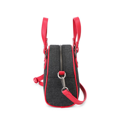 Rhinestone Bowling Bag - Black Denim