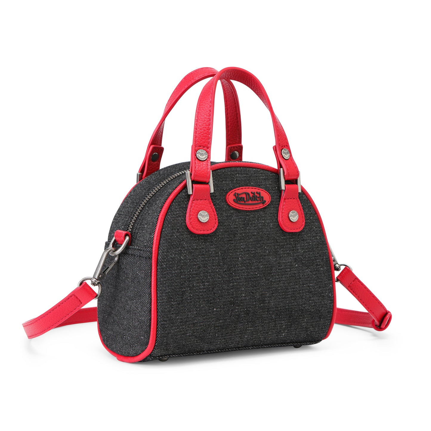 Rhinestone Bowling Bag - Black Denim