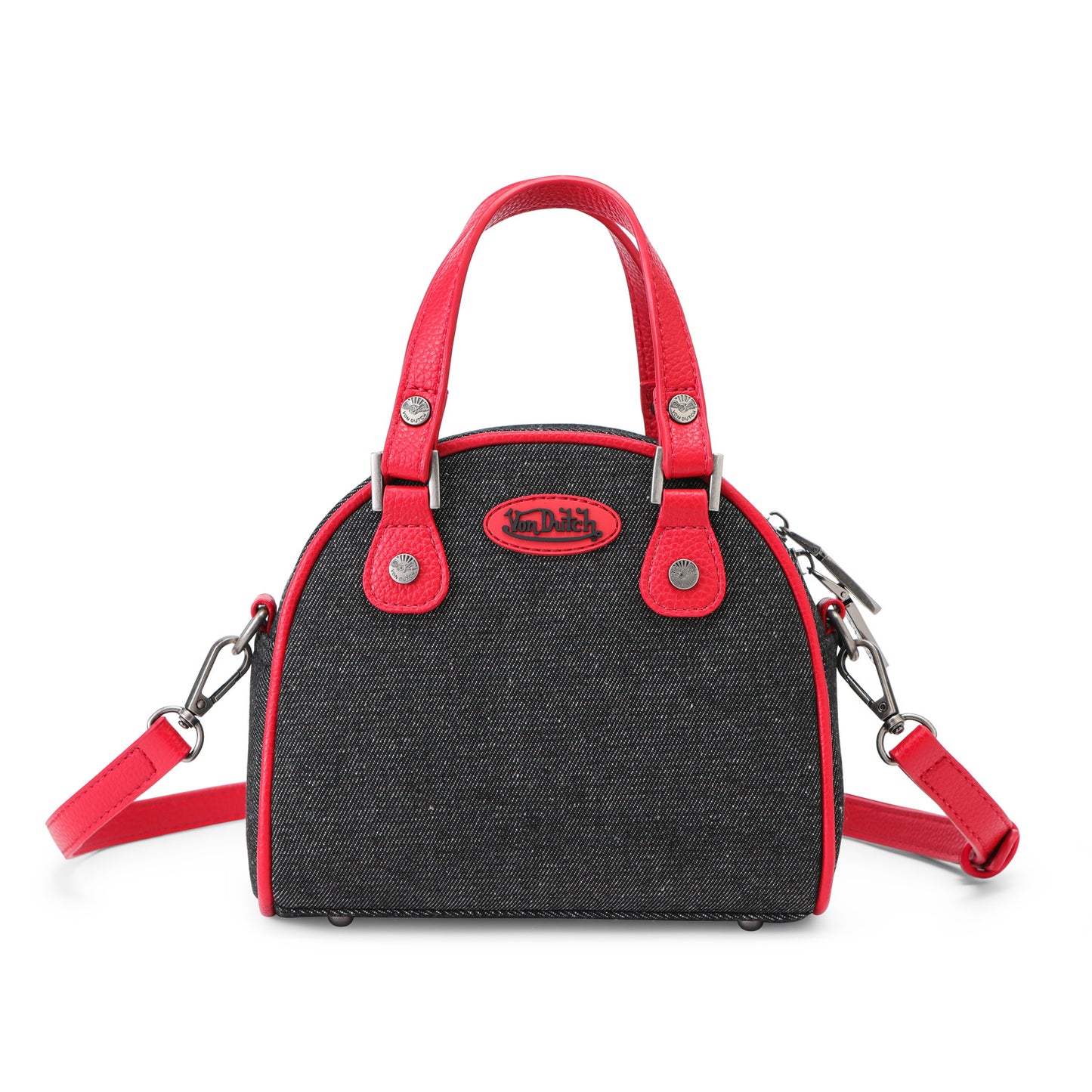 Rhinestone Bowling Bag - Black Denim