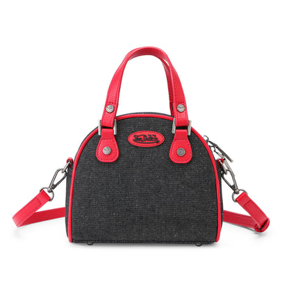 Rhinestone Bowling Bag - Black Denim