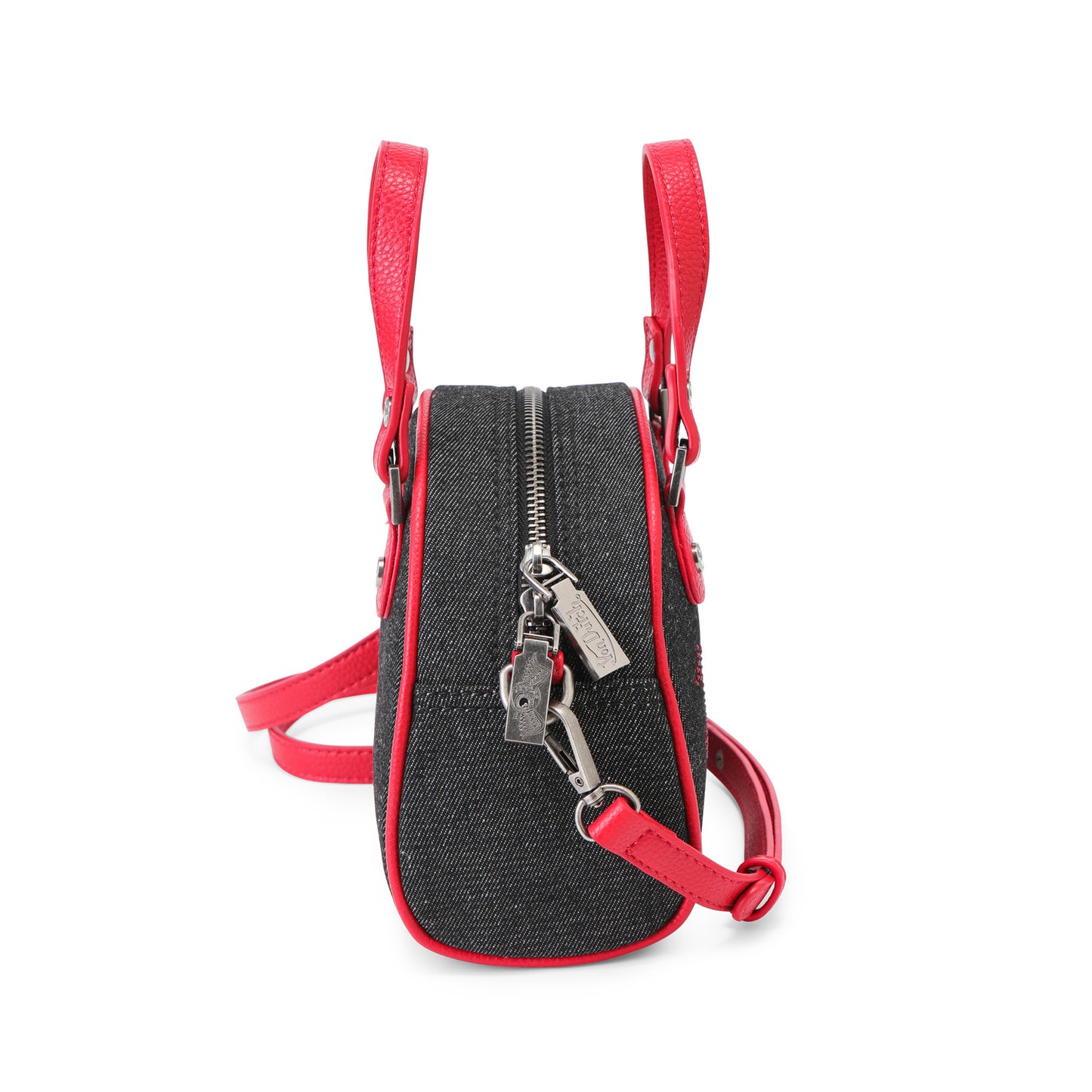 Rhinestone Bowling Bag - Black Denim