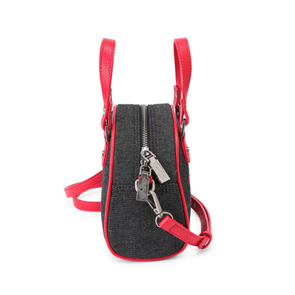 Rhinestone Bowling Bag - Black Denim