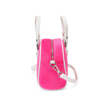 Velour Rhinestone Bowling Bag - Hot Pink